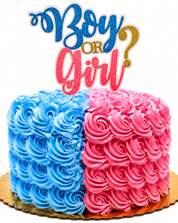 Gender Reveal Vanilla Rose Cake