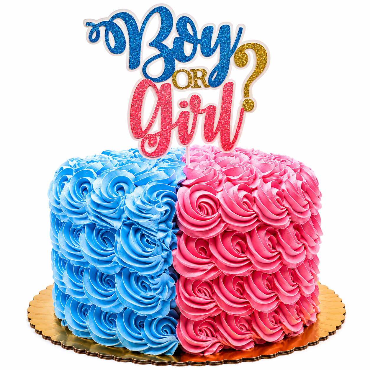 Gender Reveal Vanilla Rose Cake