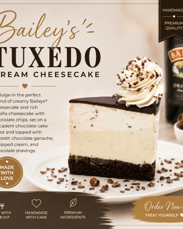 Baileys Tuxedo Cream Cheesecake Slice