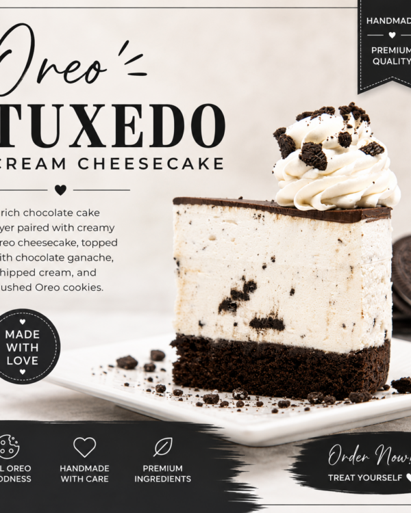 Oreo Tuxedo Cream Cheesecake Slice
