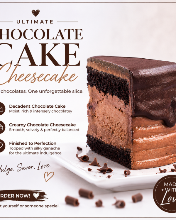 Ultimate Chocolate Cake Cheesecake Slice