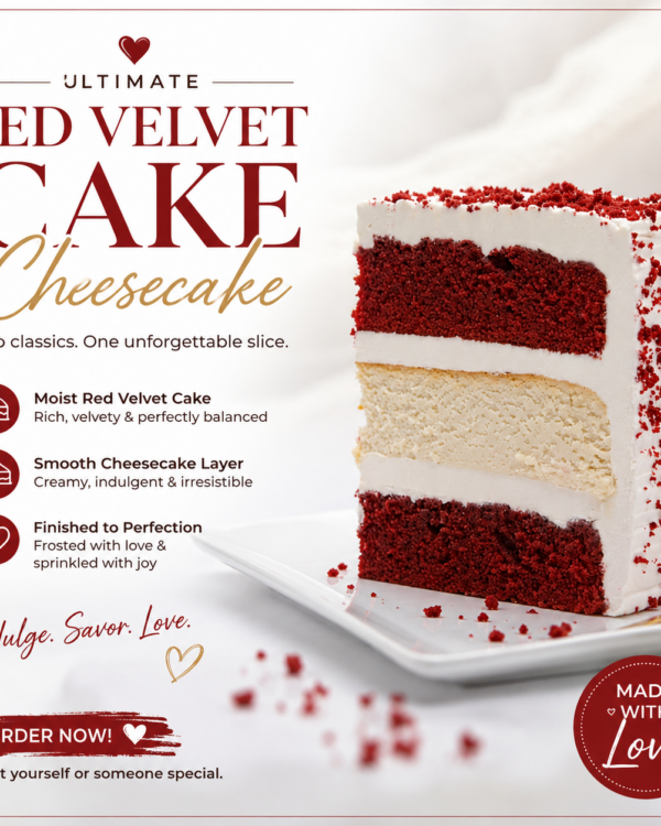 Ultimate Red Velvet Cake Cheesecake Slice