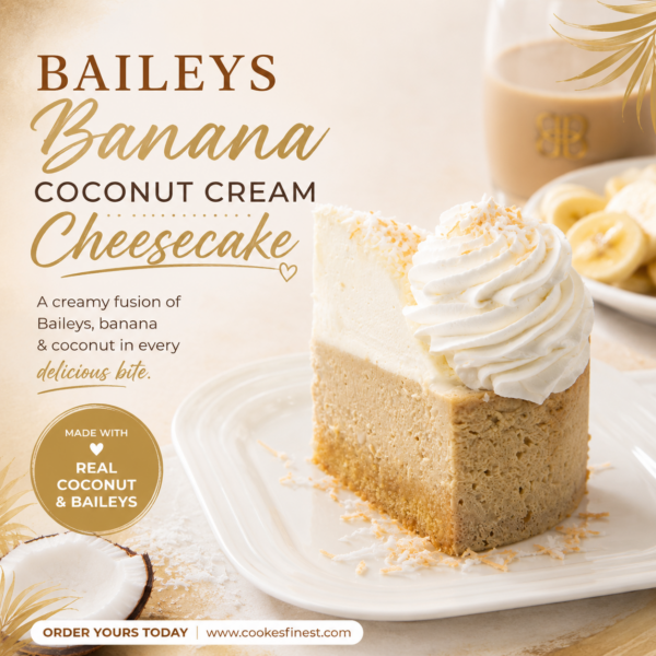 Baileys Banana Coconut Cream Cheesecake Slice