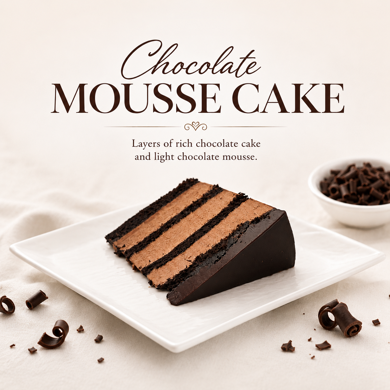 Chocolate Mousse Cake Slice