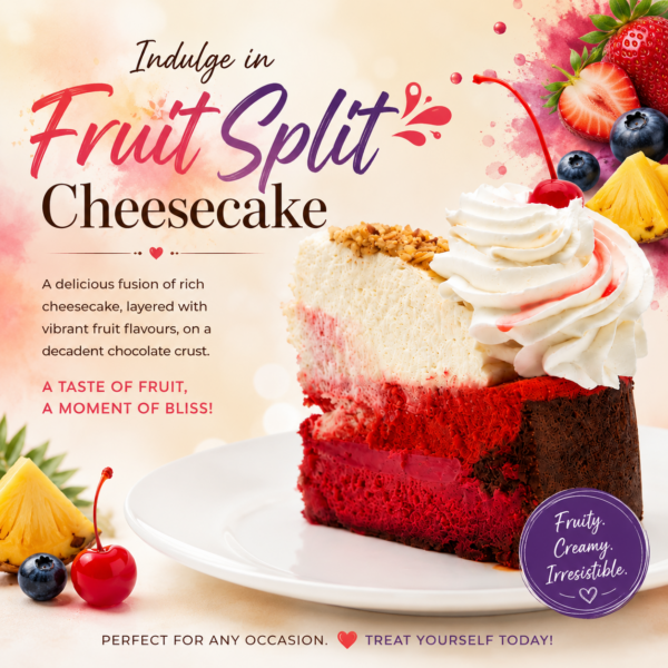 Fruit Split Cheesecake Slice