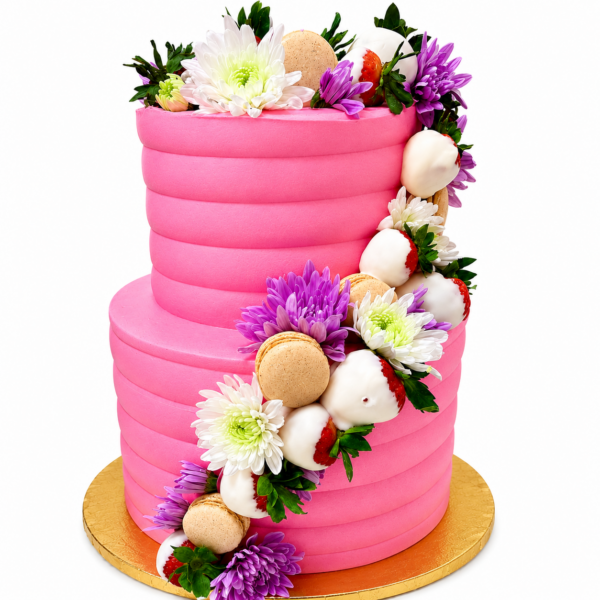 Floral Strawberry Cascade Cake