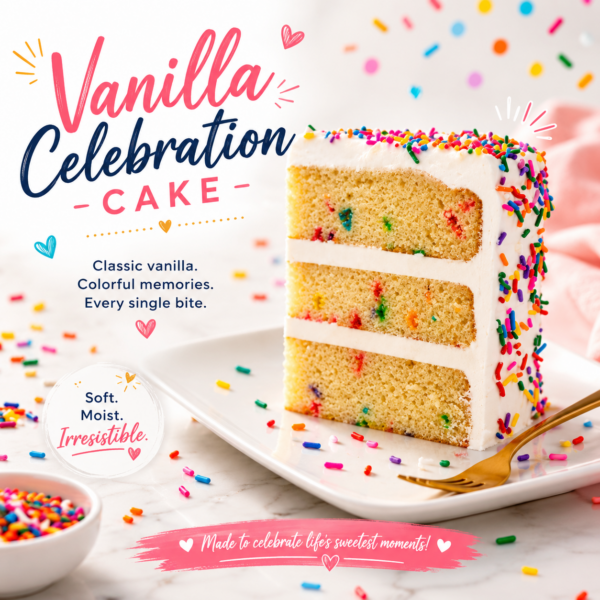 Vanilla Celebration Cake Slice